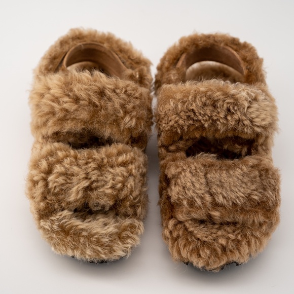 size 37 eu 7 us Miu Miu Camel Brown Shearling Sandals - Picture 3 of 11